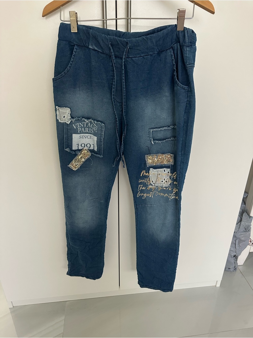 Vintage Paris Embellished Blue Women’s Jeans